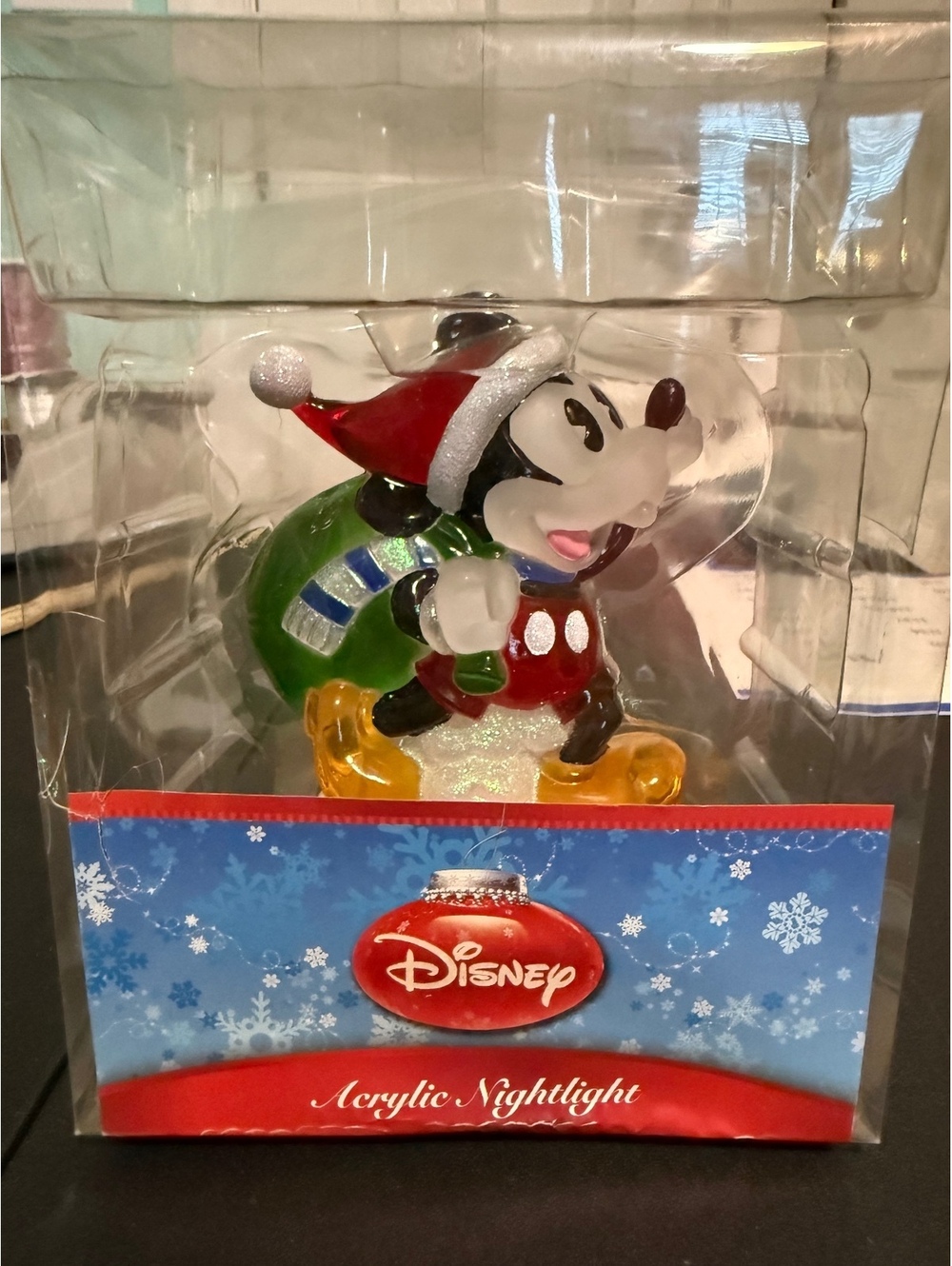 Disney Acrylic Nightlight Mickey Mouse Santa Claus Christmas Decoration